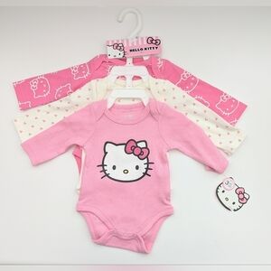NWT Hello Kitty Baby (Newborn) 3 Piece Set of Onesies/Bodysuits/Long Sleeve Tops